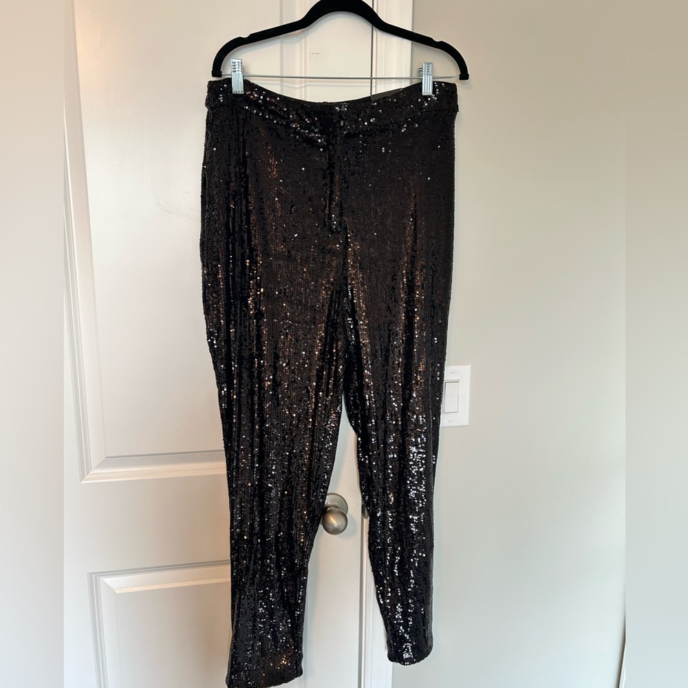 Express Shimmering Black Sequin Trousers